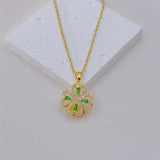 Classic inlaid Green Emerald Rotatable Necklace Jewelry