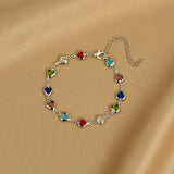 Red ruby Chain Bracelets for Women Heart Bracelets Party Wedding Jewelry Gift