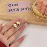 Vintage Thick Teardrop Earrings for Women Gold Dome Jewelry
