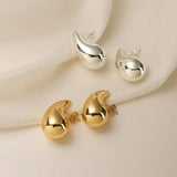 Vintage Thick Teardrop Earrings for Women Gold Dome Jewelry