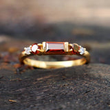Red Ruby Women Gold Ring Inlaid Bright Wedding Party Jewelry Lady Gift
