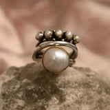 Vintage Two Tone Pearl Ring Women Accessories Girl Party Jewelry