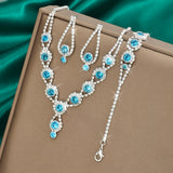 Bridal Rhinestones Jewelry Sets for Women Necklace Ring Earrings Wedding Party