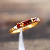 Red Ruby Women Gold Ring Inlaid Bright Wedding Party Jewelry Lady Gift