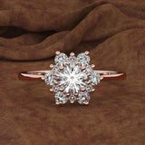 Sparkling Zircon Flower Women Ring for Wedding Engagement Statement Jewelry