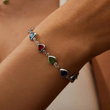 Red ruby Chain Bracelets for Women Heart Bracelets Party Wedding Jewelry Gift