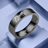 Engraved Anniversary Ring Couples Inside Titanium Steel Promise Gift Jewelry