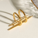 Vintage Parallel Double Ring Line Hollowed 18K Gold Women Charm Jewelry