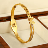 Zircon Heart Bamboo Bangle Bracelet for Women Wedding Jewelry