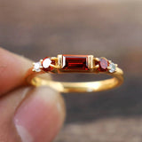 Red Ruby Women Gold Ring Inlaid Bright Wedding Party Jewelry Lady Gift