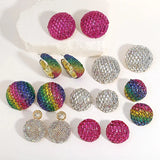 Shiny Full Rhinestone Ball Drop Earrings Women Luxury Geometry Wedding Jewelry