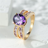 Vintage Red Ruby Gemstone Ring Gold Wedding For Women Jewelry