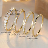 Simple Stackable White Zircon Ring Set Jewelry 14K Gold Romantic Bridal Engagement