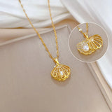 Hollow Shell Pearl Pendant Necklace Personality Retro Versatile Jewelry