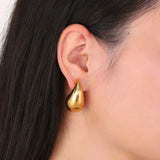 Vintage Thick Teardrop Earrings for Women Gold Dome Jewelry