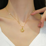 Hollow Shell Pearl Pendant Necklace Personality Retro Versatile Jewelry