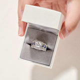 2.6Ct Cut White Blue Sapphire Ring Set  Wedding for Women Jewelry