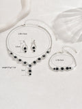Bridal Rhinestones Jewelry Sets for Women Necklace Ring Earrings Wedding Party
