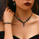 Bridal Rhinestones Jewelry Sets for Women Necklace Ring Earrings Wedding Party