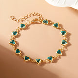 Red ruby Chain Bracelets for Women Heart Bracelets Party Wedding Jewelry Gift