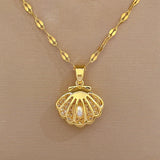 Hollow Shell Pearl Pendant Necklace Personality Retro Versatile Jewelry