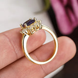 Inlaid Purple Alexanderite Women Gold Ring Party Accessories Wedding Lady Jewelry Gift