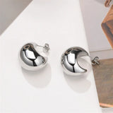 Vintage Thick Teardrop Earrings for Women Gold Dome Jewelry