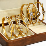 Zircon Heart Bamboo Bangle Bracelet for Women Wedding Jewelry