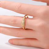 Inlaid Zircon Flower Women's Ring Classic Gold Hand Carving Jewelry Anniversary Gift