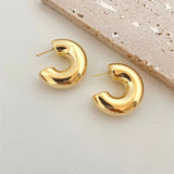 Vintage Thick Teardrop Earrings for Women Gold Dome Jewelry
