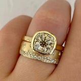Double-Layer Ring Inlaid Round Gems for Women Wedding Banquet