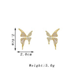 White Enamel Butterfly Stud Earrings for Women Oil Wings Golden Jewelry