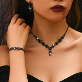 Bridal Rhinestones Jewelry Sets for Women Necklace Ring Earrings Wedding Party