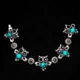 Antique Silver Owl Jewelry set Necklace for Women Anniverssary Jewelry - Genuine - Gemstone