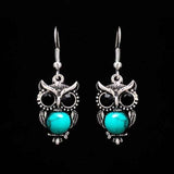 Antique Silver Owl Jewelry set Necklace for Women Anniverssary Jewelry - Genuine - Gemstone