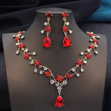 Aquarium Water Drop Bridal Jewelry Set for Women Necklace Earring Wedding - Gemstone Gold
