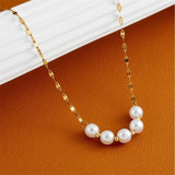 Beading Charm Chain Necklace Women 18K Gold Jewelry Pearls - Gemstone Gold