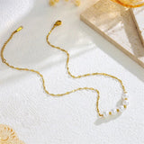 Beading Charm Chain Necklace Women 18K Gold Jewelry Pearls - Gemstone Gold
