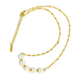 Beading Charm Chain Necklace Women 18K Gold Jewelry Pearls - Gemstone Gold