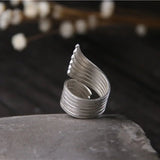Big brushed Adjaustable Ring Silver Wedding Women Jewelry - Gemstone Gold