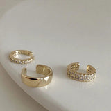 Big Circle Clip Earrings for Women Cuff Party Jewelry Set Gift - Gemstone Gold