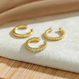 Big Circle Clip Earrings for Women Cuff Party Jewelry Set Gift - Gemstone Gold