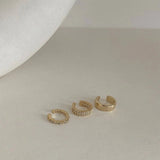 Big Circle Clip Earrings for Women Cuff Party Jewelry Set Gift - Gemstone Gold
