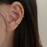 Big Circle Clip Earrings for Women Cuff Party Jewelry Set Gift - Gemstone Gold