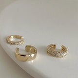 Big Circle Clip Earrings for Women Cuff Party Jewelry Set Gift - Gemstone Gold