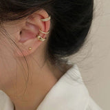 Big Circle Clip Earrings for Women Cuff Party Jewelry Set Gift - Gemstone Gold
