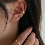 Big Circle Clip Earrings for Women Cuff Party Jewelry Set Gift - Gemstone Gold