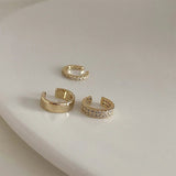 Big Circle Clip Earrings for Women Cuff Party Jewelry Set Gift - Gemstone Gold