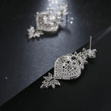 Big Long Flower Pendant Drop Earrings Shining Women Party Jewelry - Gemstone Gold