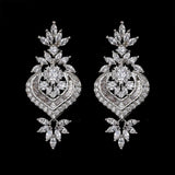 Big Long Flower Pendant Drop Earrings Shining Women Party Jewelry - Gemstone Gold